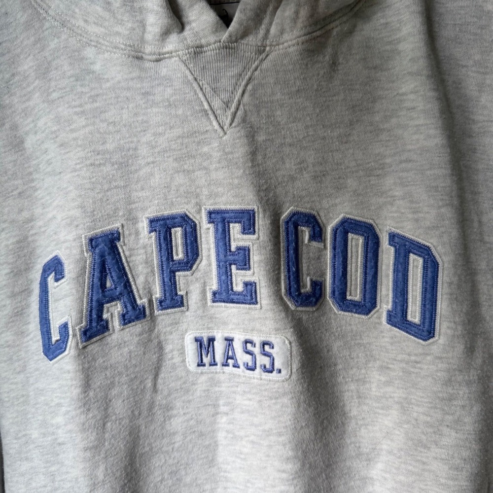 Cuffy's Gray Hoodie Cape Cod Sweatshirt Blue Print Size 2X - Picture 2 of 10